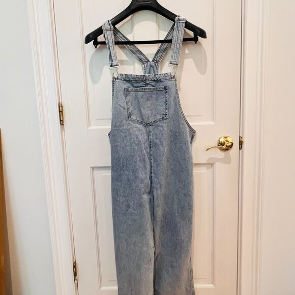 NEW WeWoreWhat We Wore What Blue Indigo Denim Cuffed Overalls Size Small - Picture 2 of 16